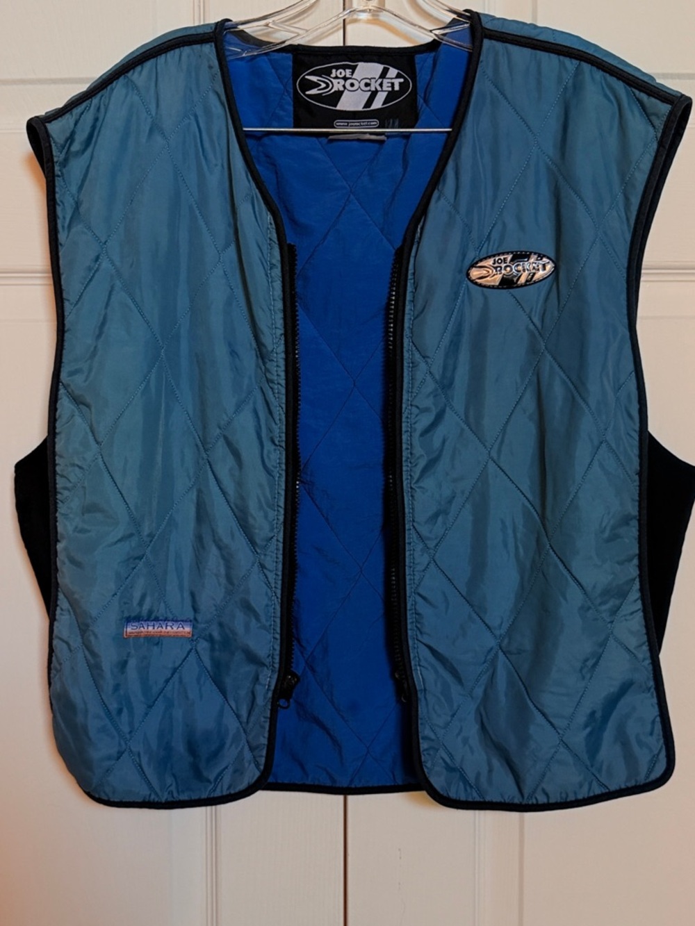 Joe Rocket Sahara Cooling Vest Men L Blue Quilted Zip Motorcycle Insert